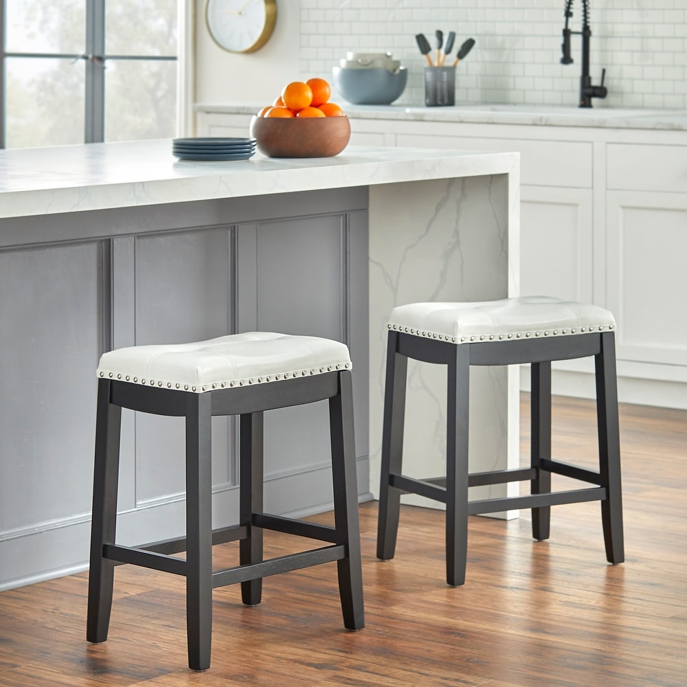 Simple Living Lonnie 24 inch Padded Counter Height Saddle Stools (Set of 2)