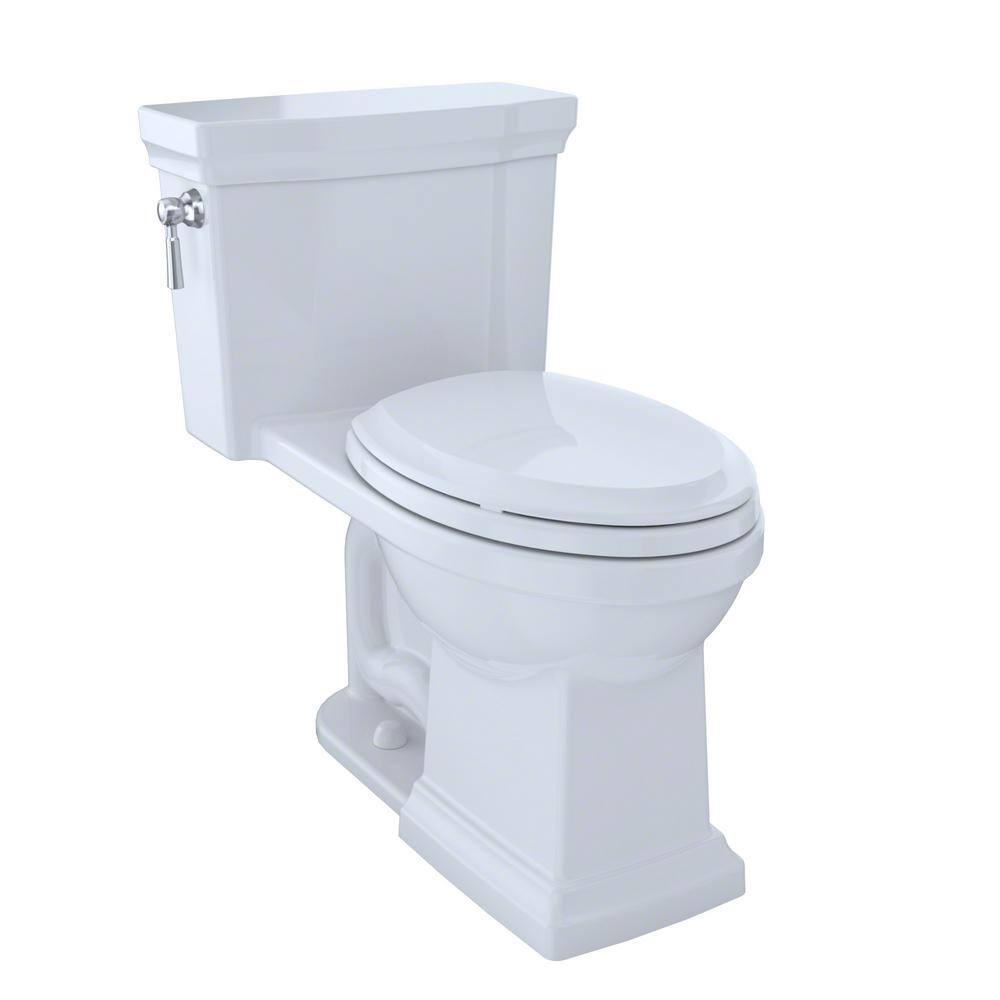 TOTO Promenade II 1-Piece 1.28 GPF Single Flush Elongated ADA Comfort Height Toilet in Cotton White SoftClose Seat Included MS814224CEFG#01