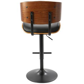 Lumisource Lombardi 34 in. Walnut and Black Adjustable Height Bar Stool BS-JY-LMB WL+BK