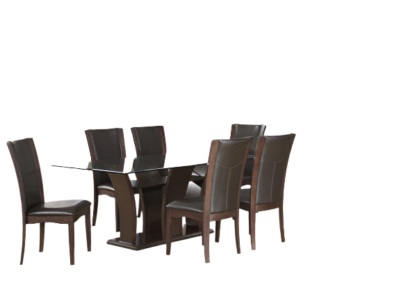 Daisy Glass Dining Table and 4 Side Chairs