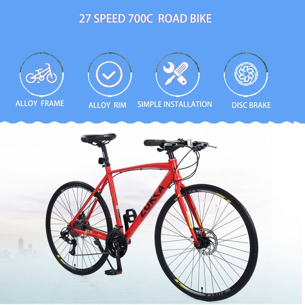 28 in. Brake Bicycle For Men Women's City Bicycle Red HP-24.5-R