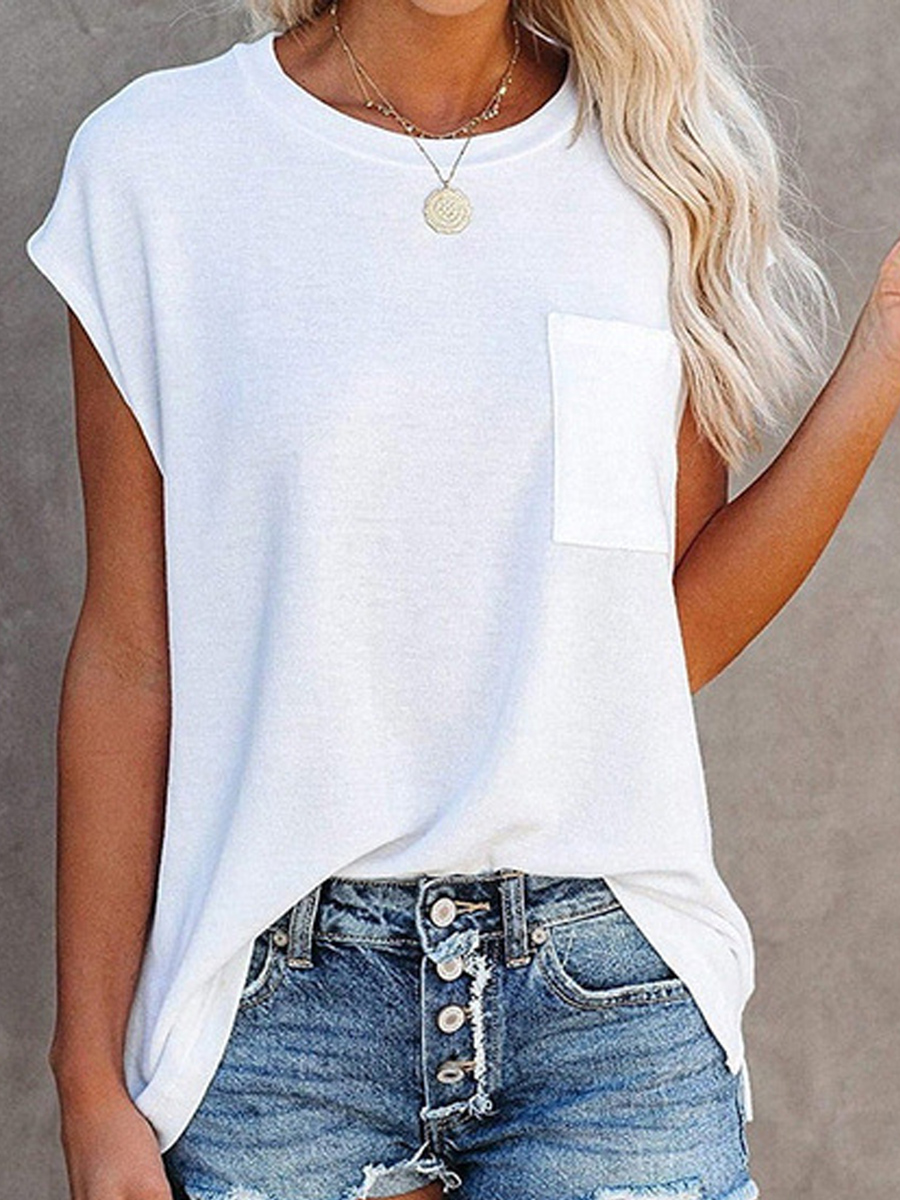 Round Neck Solid Color Casual Loose Short-sleeved T-shirt