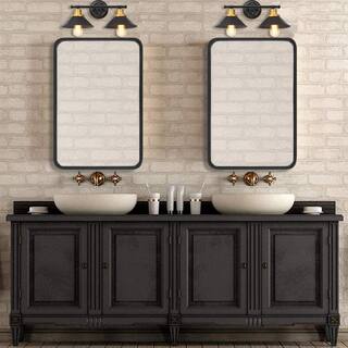 ELLOALLO 24 in. W x 36 in. H Rectangular Aluminum Framed Wall Bathroom Vanity Mirror in Black EBM-S-FB24