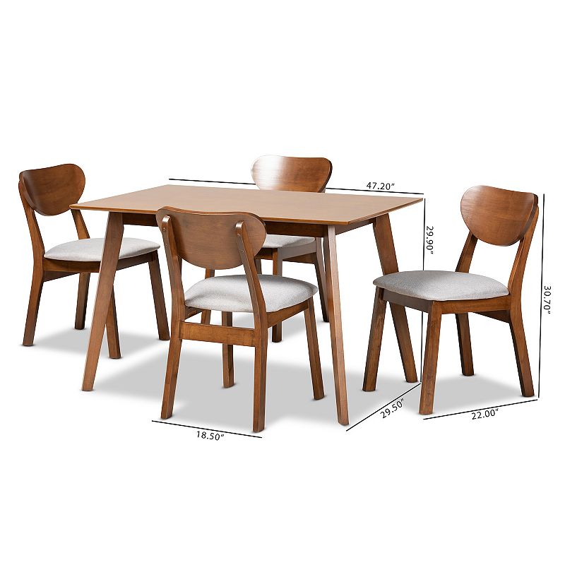 Baxton Studio Damara Dining Table and Chair 5-piece Set