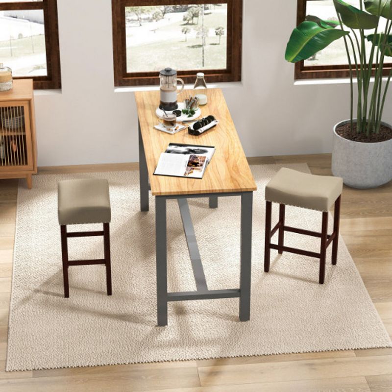 Set of 2 24 Inch Bar Stool with Curved Seat Cushions