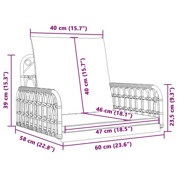 vidaXL Swing Chair with Cushions Outdoor Furniture Garden Poly Rattan and Steel