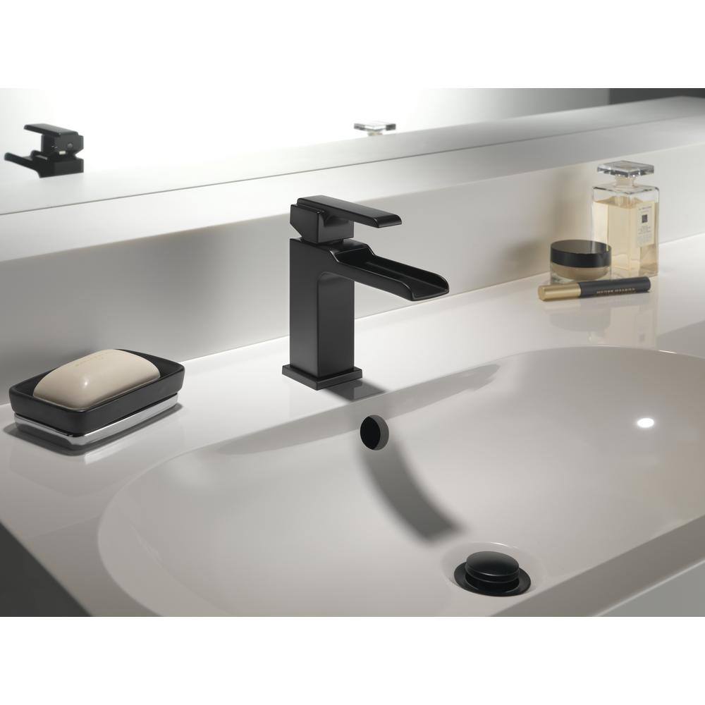 Delta Ara Single Hole Single-Handle Bathroom Faucet Channel Spout in Matte Black 568LF-BLLPU