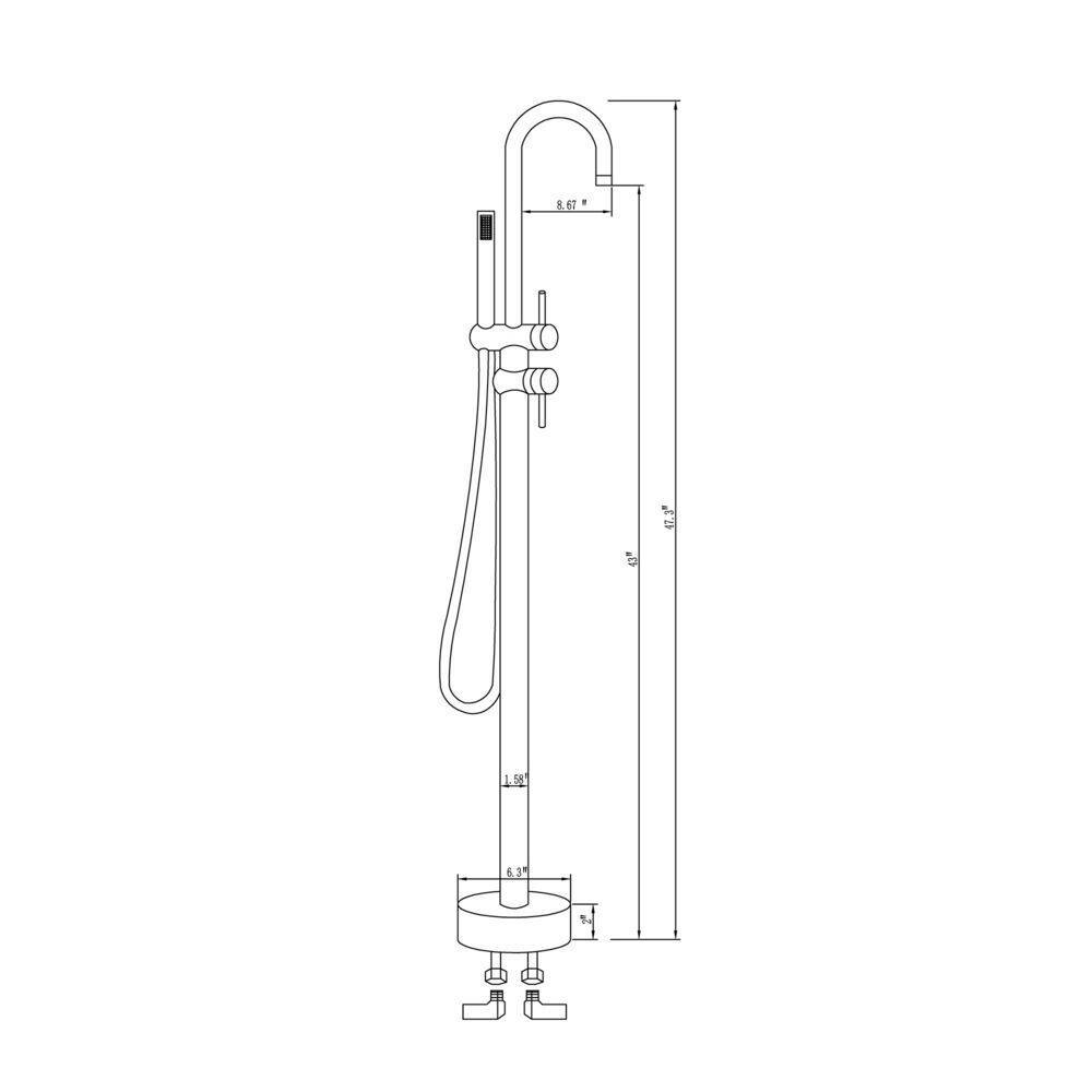 Nestfair 2-Handle Floor Mount Roman Tub Faucet with Hand Shower in Brushed Nickel SX-JM851N