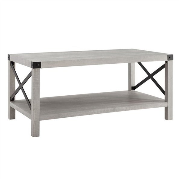 Coffee Table Metal Base X Grey Wash Coffee Table