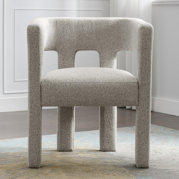 Contemporary Designed Upholstered Accent Chair With Curved Backrest Wood Dining Chair modernluxe