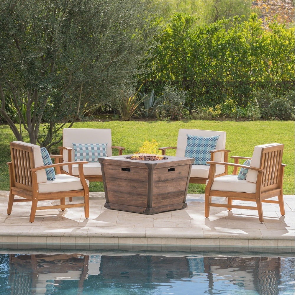 Mark Outdoor 5 piece Fire Table Chat Set by Christopher Knight Home