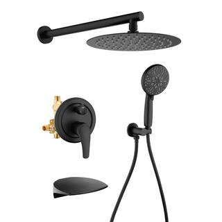 Maincraft Single-Handle 1-Spray Tub and Shower Faucet 2.5 GPM with 10 in. Shower Head in Black (Valve Included) HHK-88054B-10