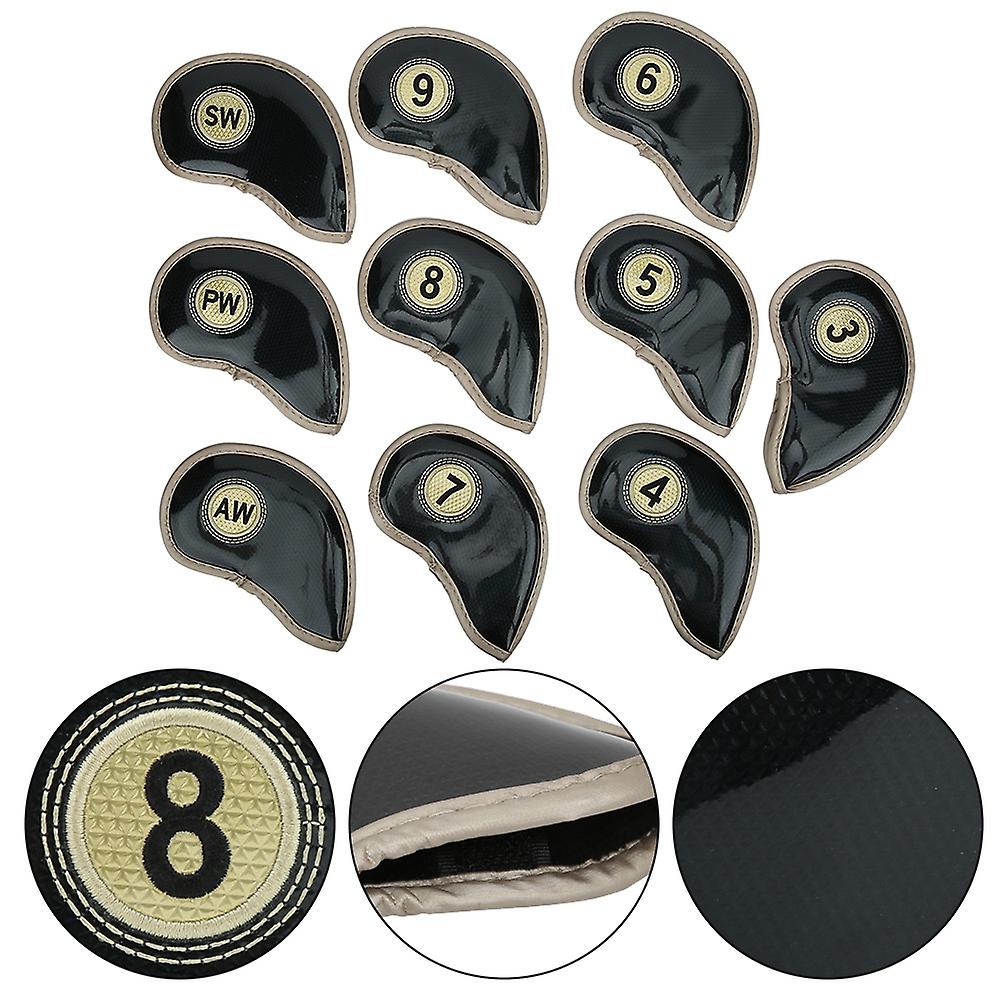 10pcs/set High Quality Pu Golf Iron Head Cover Headcover Club Protector Protective Caseblack