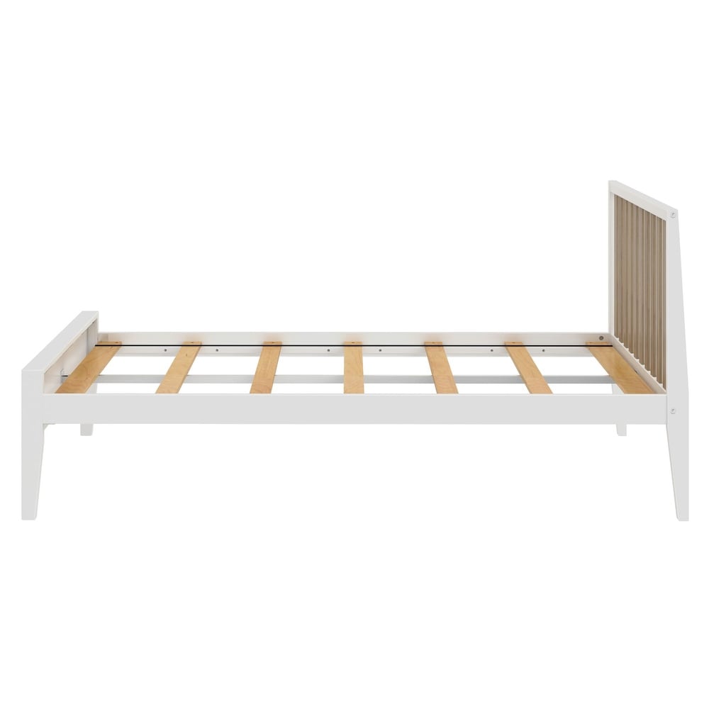 Plank and Beam Modern Full Size Bed with Slatted Headboard