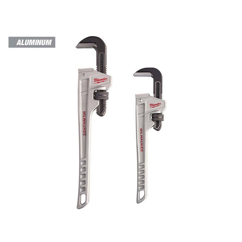 MW 18 in. and 12 in. Aluminum Pipe Wrench Set (2-Piece) 48-22-7218-48-22-7212