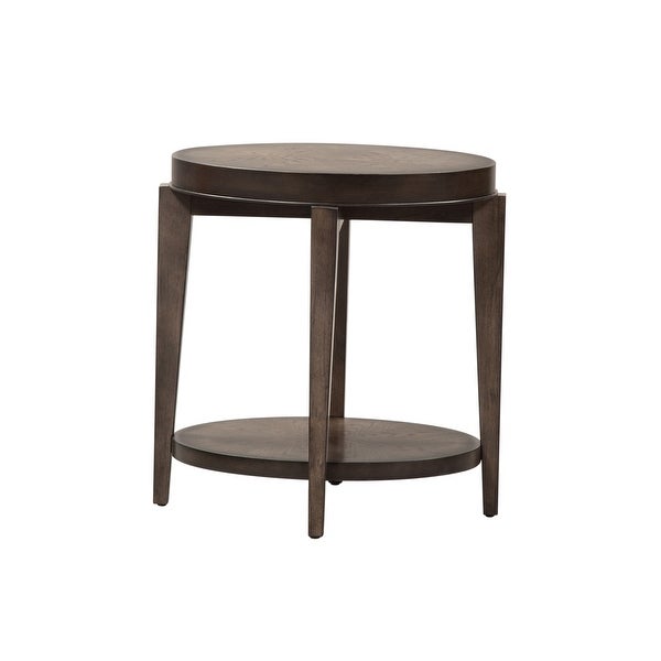 Penton Espresso Stone Oval Chair Side Table