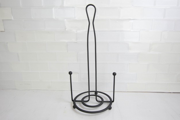 Home Basics Wire Collection Free standing Paper Towel Holder With Double Dispensing Side Bar Black