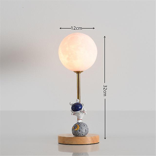 Astronaut Moon Light Led Night Light Girl Ins Atmosphere Tricolor Dimming Light Desk Bedroom Bedside Living Room Romantic Table Lamp