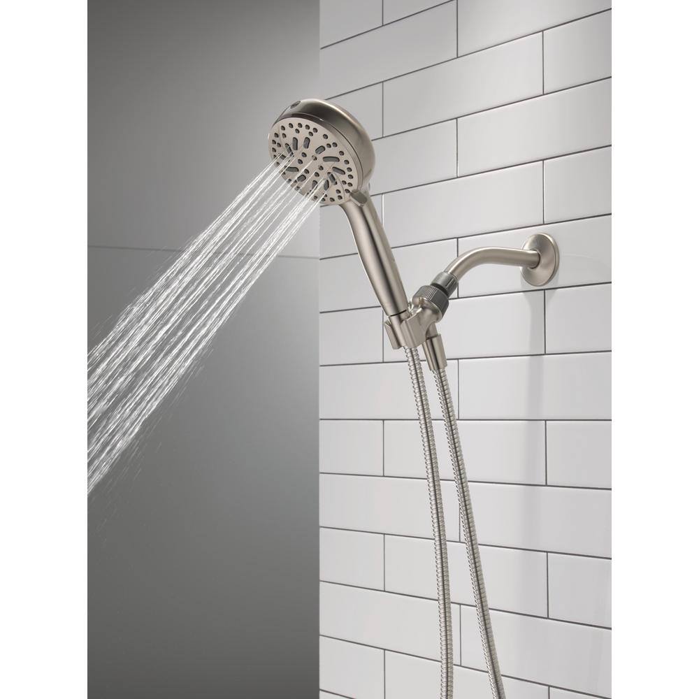 Delta 6-Spray Patterns 1.75 GPM 4.5 in. Wall Mount Handheld Shower Head in Spotshield Brushed Nickel 75740SN