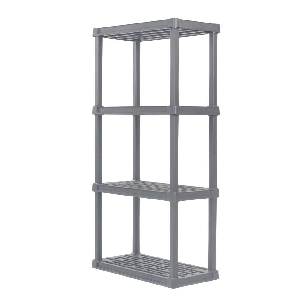 IRIS Plastic Rack Shelf with 4-Medium Shelves Elephant Gray 510021