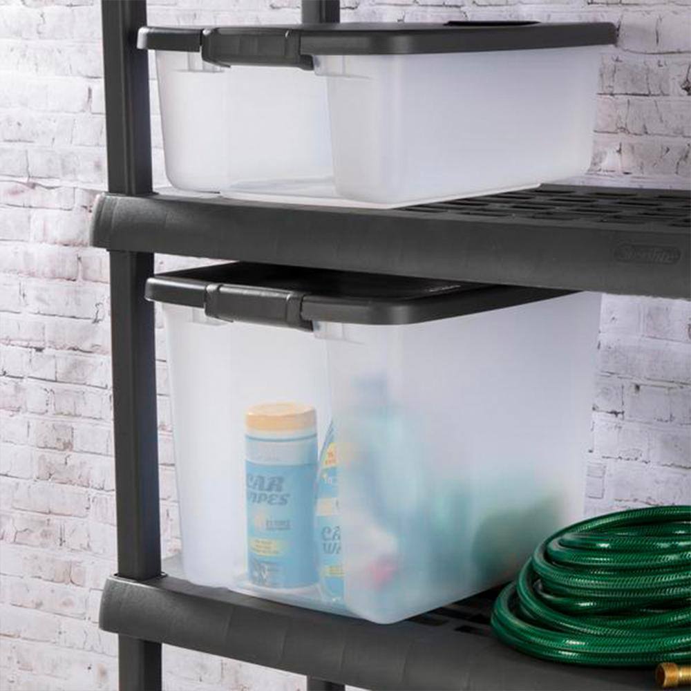 Sterilite 50 Qt. Stackable Latching Shelf tote Storage in Clear (12-Pack) 12 x 19373V06