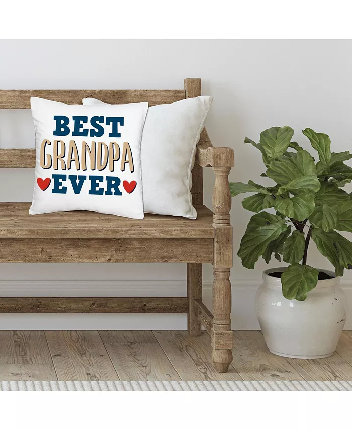 Big Dot of Happiness Grandpa， Happy Father's Day Home Decorative Canvas Throw Pillow Cover 16 x 16 In