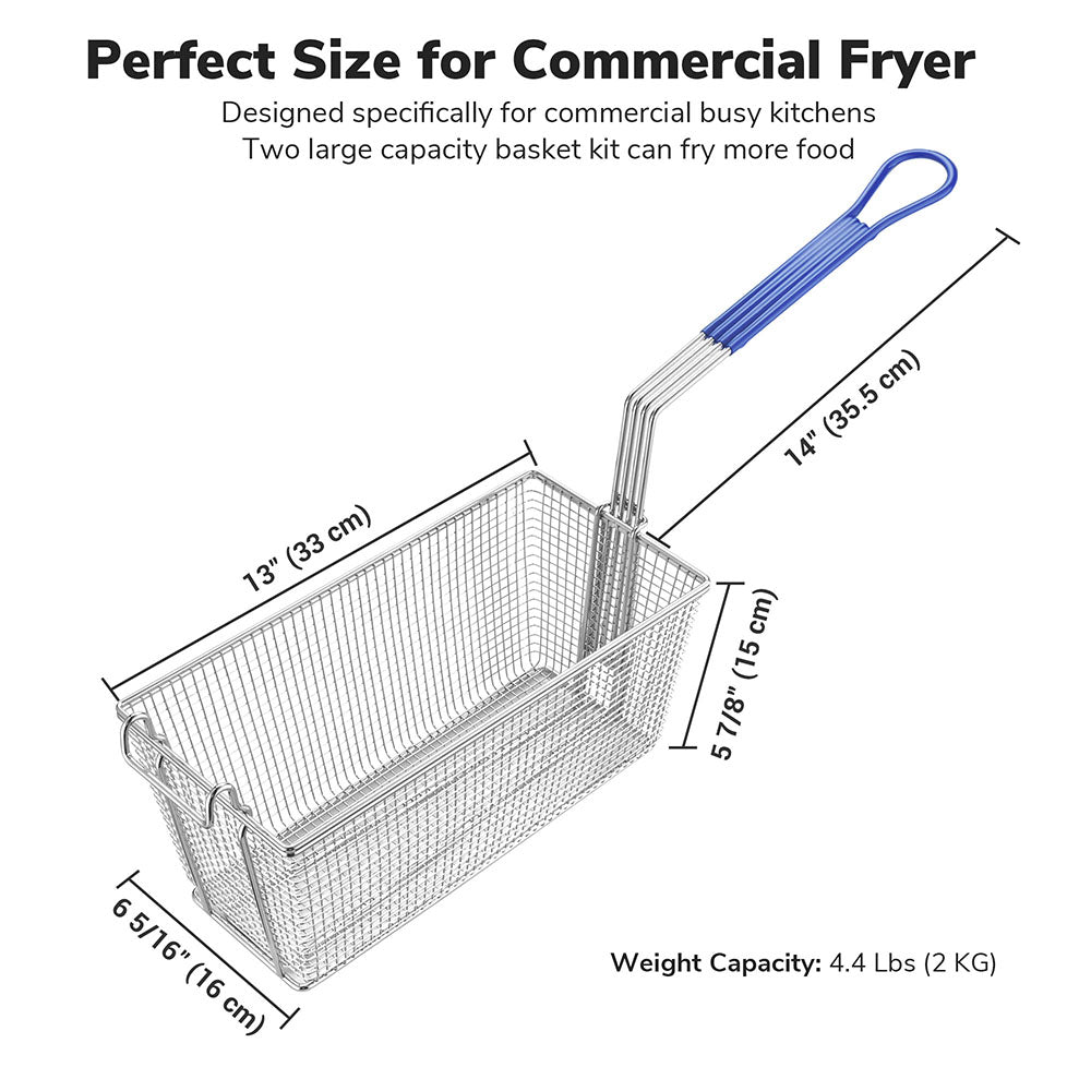 Yescom Commercial Deep Fryer Baskets with Handle & Front Hook 13x6x6in