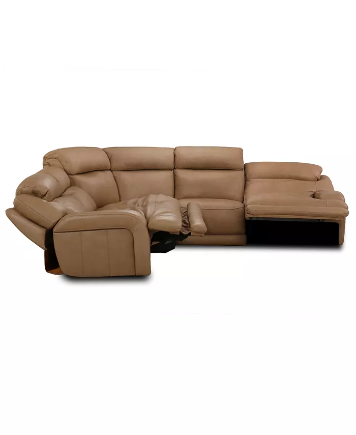 Furniture CLOSEOUT! Daventry 5-Pc. Leather Sectional Sofa With 3 Power Recliners Power Headrests And USB Power Outlet