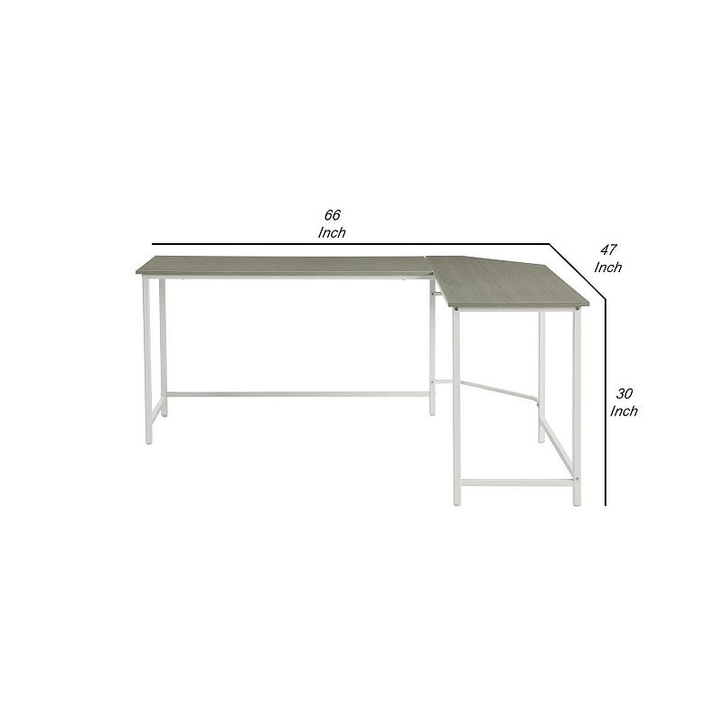 L Shape Computer Desk with CPU Holder and Casters， Gray