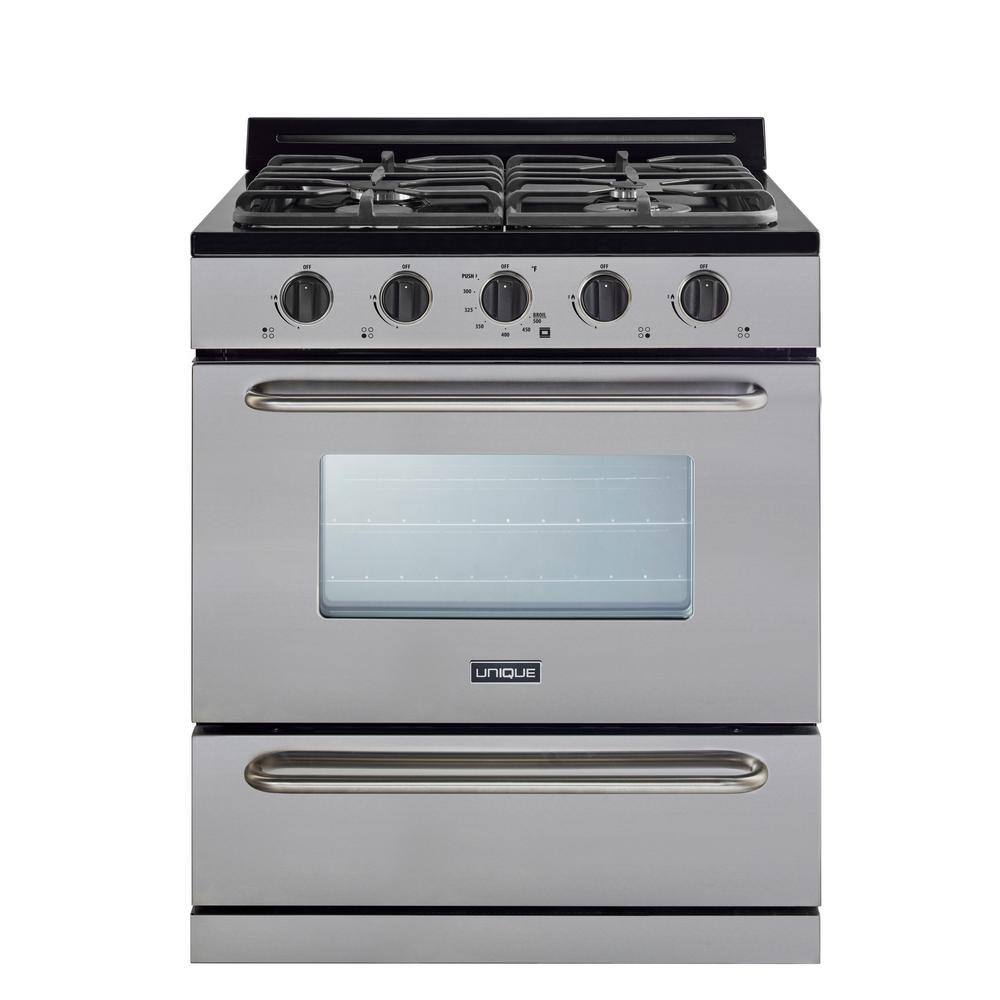 Unique Appliances 30 in. 3.9 cu. ft. 4 Burner Off-Grid Freestanding Propane Gas Range in Stainless Steel UGP-30G OF2 SS