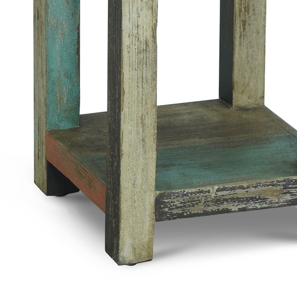 Meader Mango Wood Handmade Distressed Large Side Table by Christopher Knight Home