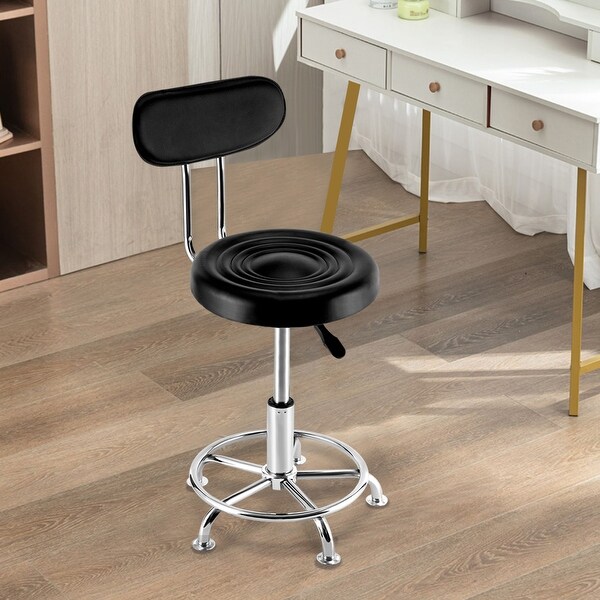 Adjustable Black Rolling Stool Salon Chair with Wheels Swivel Seat