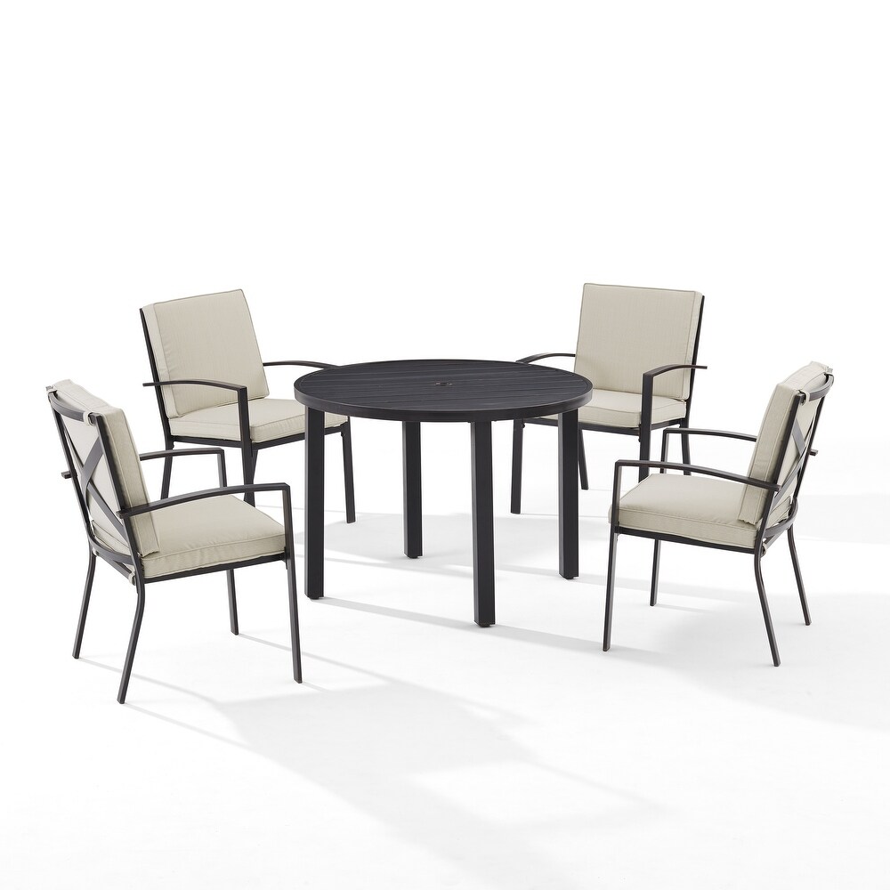 Kaplan 5Pc Outdoor Metal Round Dining Set  Table   4 Chairs