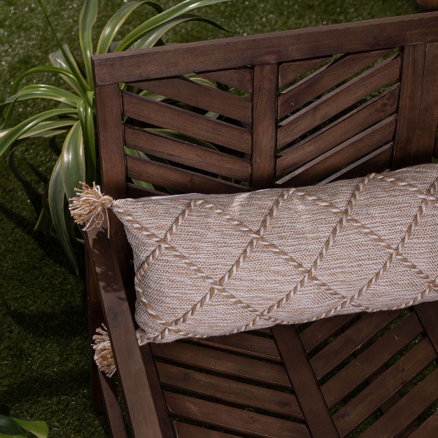 Tan Braided Accents 12x46 Hand Woven Filled Outdoor Pillow Foreside Home amp Garden