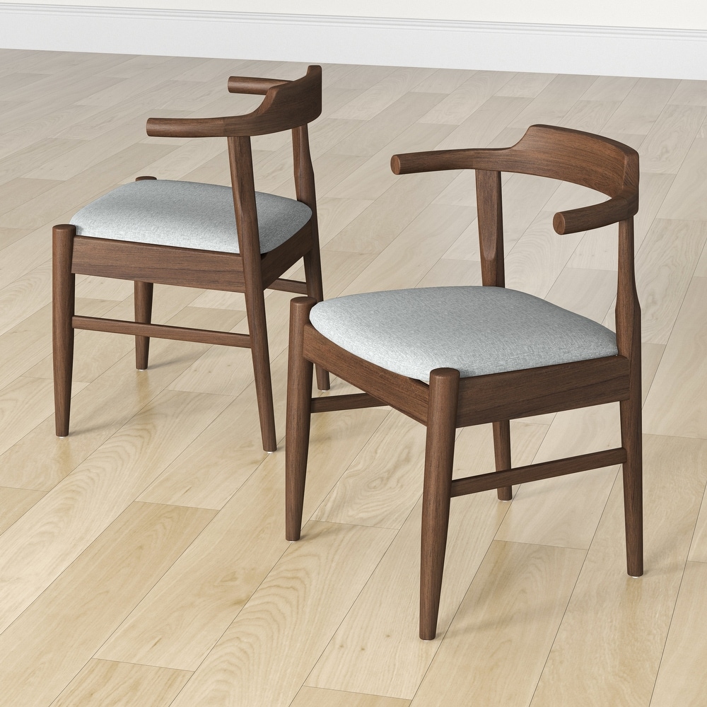 Zidane Grey Fabric and Medium Brown Wood Dining Chairs (Set of 2)   0