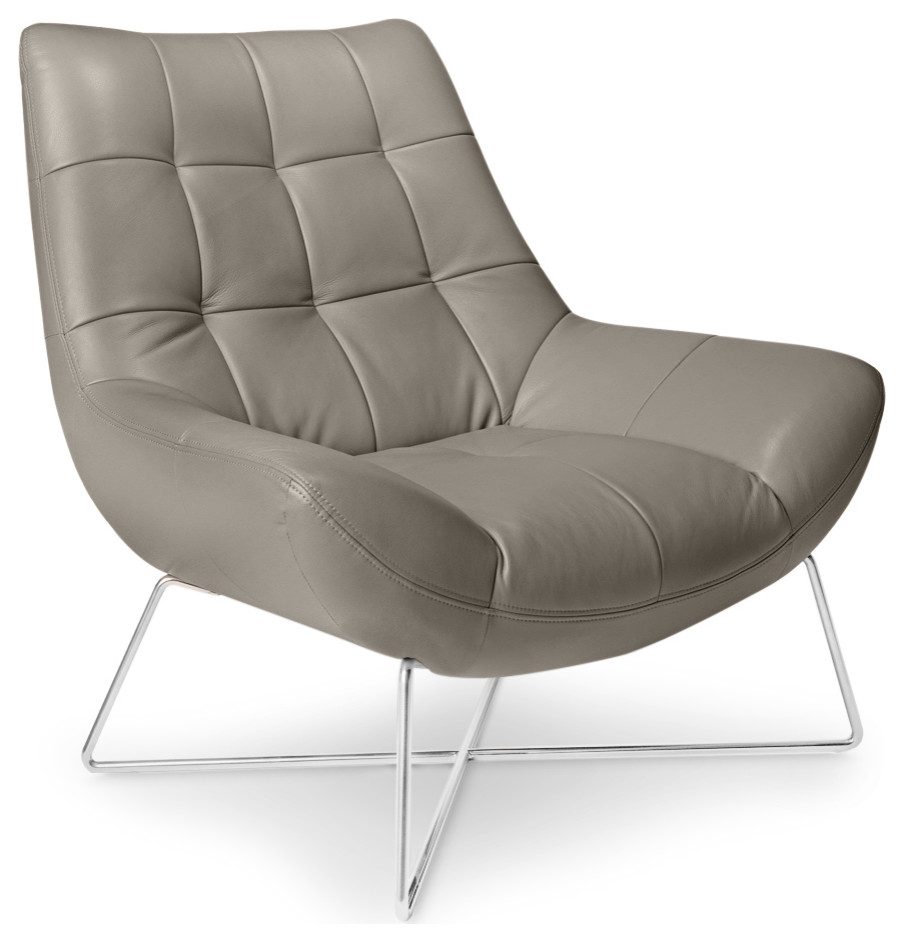 Medici Tufted Leather Modern Accent Chair   Gray   Contemporary   Armchairs And Accent Chairs   by Zuri Furniture  Houzz