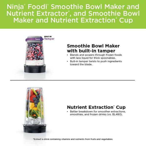 NINJA Foodi Smoothie Bowl Maker 24 oz Blender 2 Speeds Stainless Steel Auto iQ