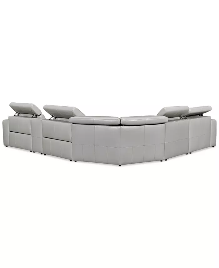 Furniture CLOSEOUT! Haigan 6-Pc. Leather Chaise Sectional Sofa with 1 Power Recliner