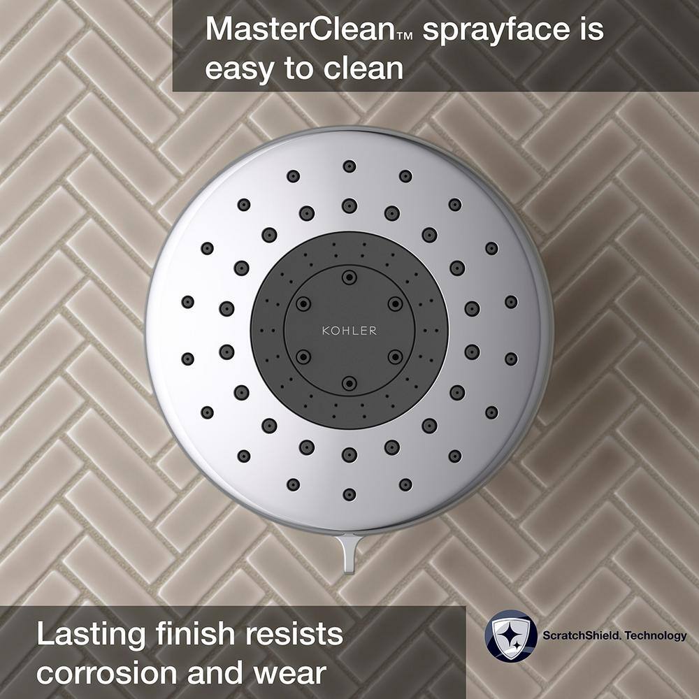 KOHLER Daisyfield 6-Spray Patterns with 1.75 GPM 4.94 in. Wall Mount Fixed Shower Head in Polished Chrome K-R24547-G-CP