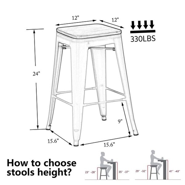 Andeworld Bar Stools 24 Inches ，Backless Bar Stools Set of 4