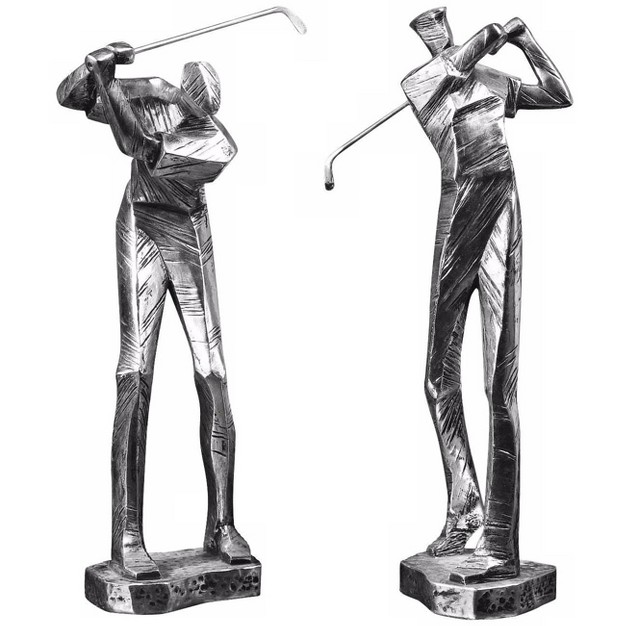 Uttermost Practice Shot Golfer Set Of 2 Sports Sculptures