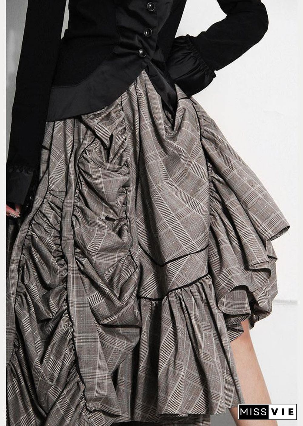 Plus Size Plaid Asymmetrical design Cinched Summer A Line Skirt