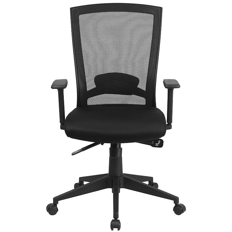 Emma and Oliver Mid-Back Black Mesh Swivel Ergonomic Office Chair Back Angle Adjustment and Arms