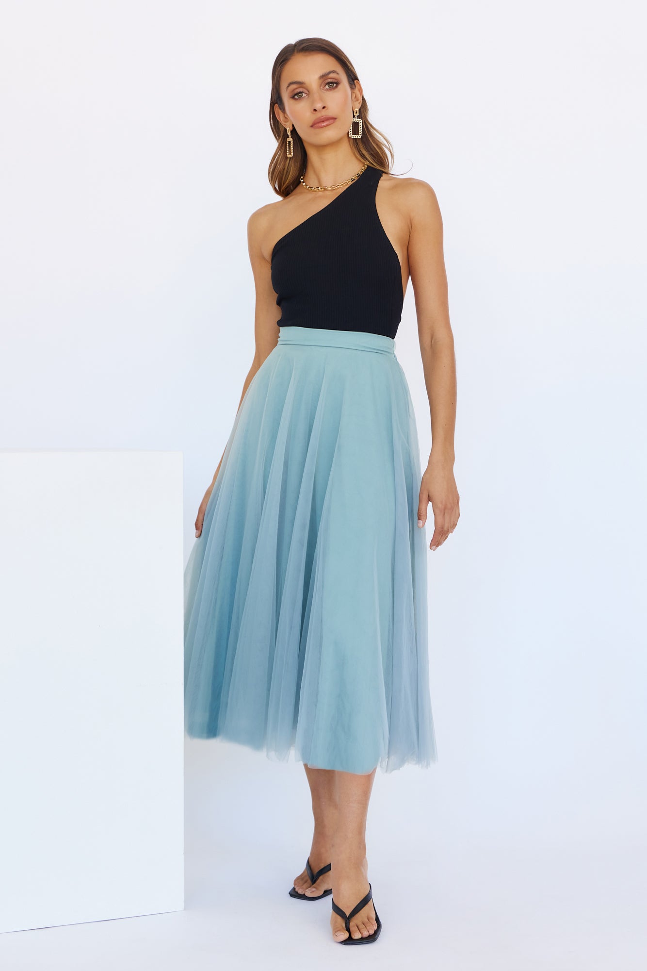 Keeping It Smart Midi Skirt Sage