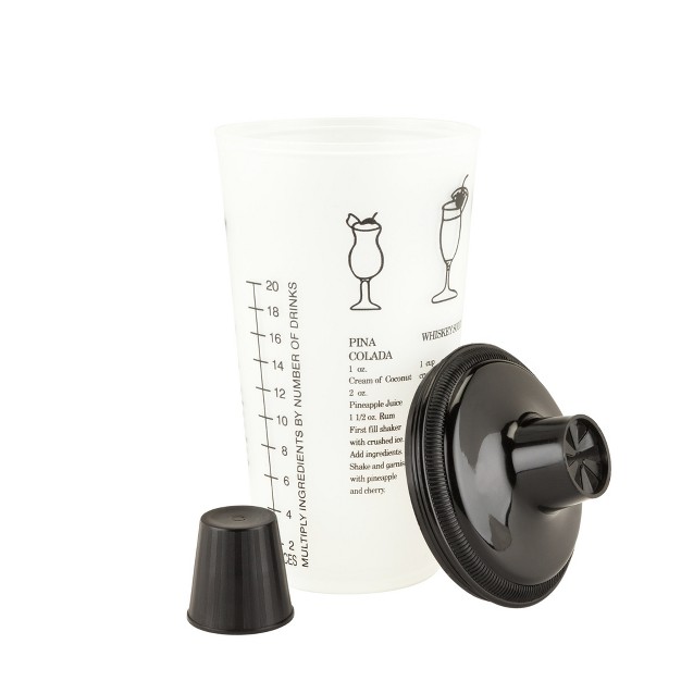 Collins Black Cocktail Recipe Shaker With Cap And Built In Strainer 30 Oz