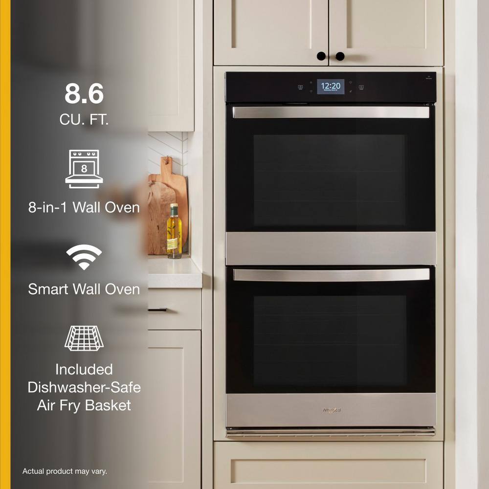 Whirlpool 27 in. Double Electric Wall Oven with True Convection Self-Cleaning in Fingerprint Resistant Stainless Steel WOED7027PZ