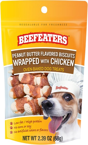 Beefeaters Peanut Butter Biscuit Chicken Jerky Dog Treat， 2.39-oz bag， case of 12