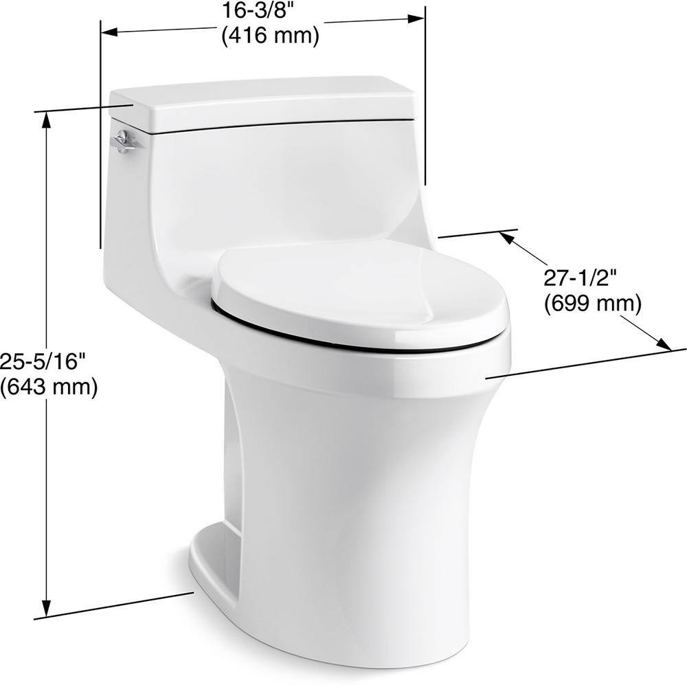 KOHLER San Souci 1-Piece 1.28 GPF Single Flush Elongated Toilet in White K-5172-0