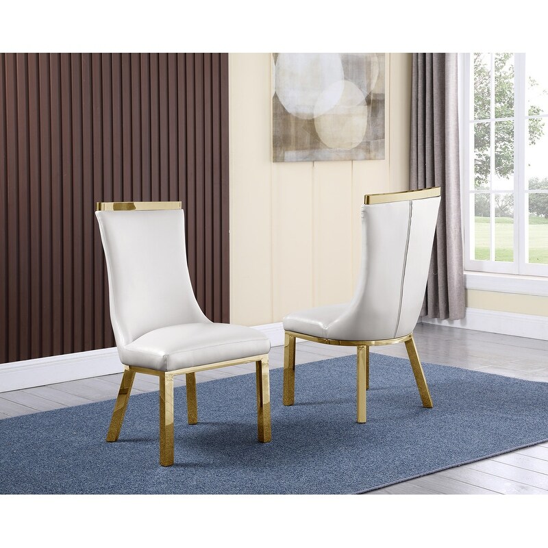 Best Quality Furniture Gold Colored Stainless Steel Dining Chairs (Set of 2)