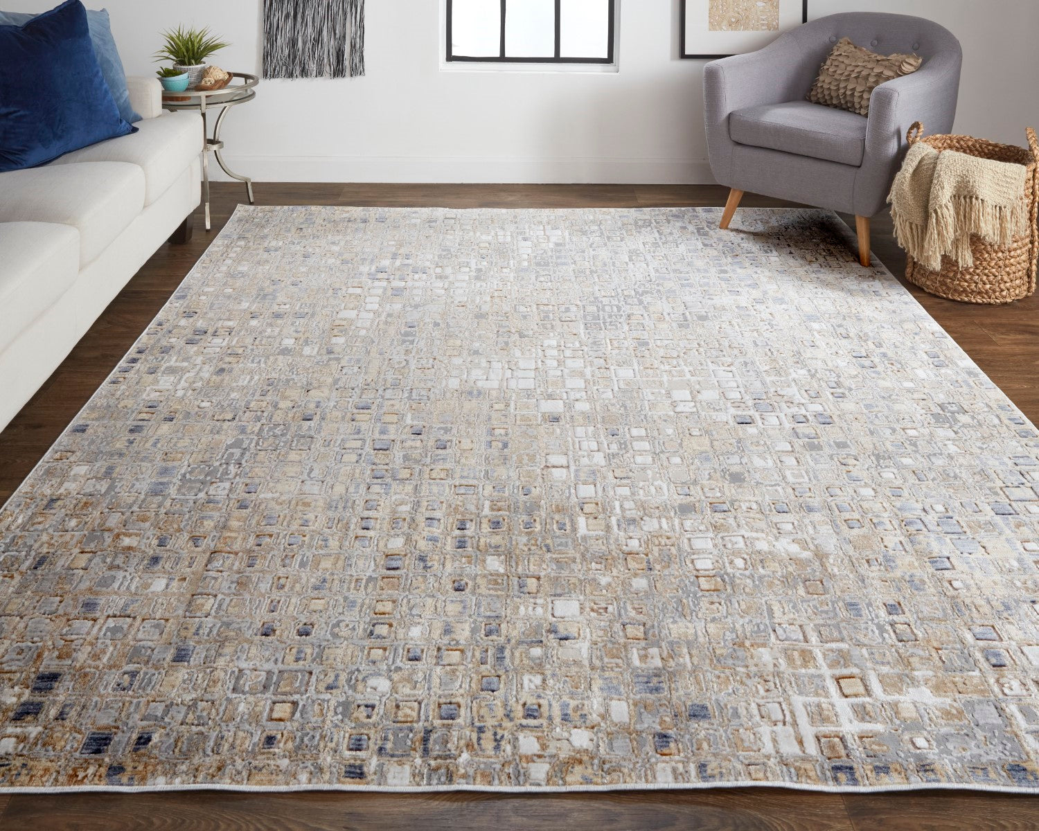 Corben Mosaic Silver Gray/Brown Rug